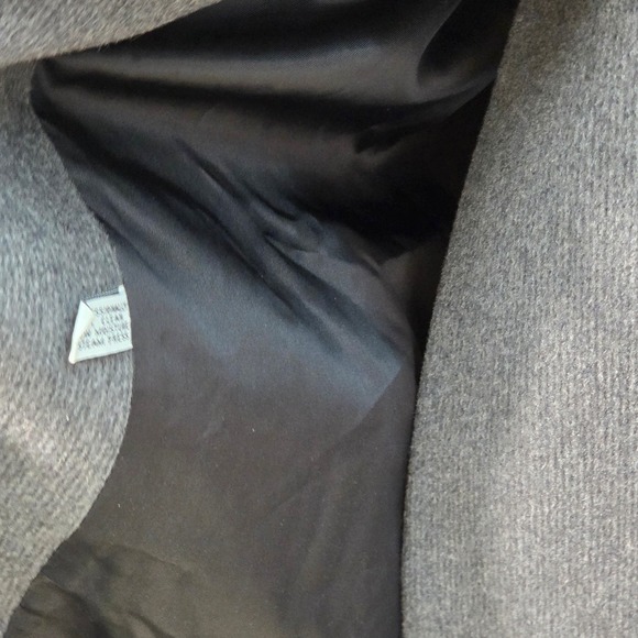 Karen Coat Women Wool cashmere Blend Charcoal Double Breasted Long Made USA L/XL - Picture 8 of 16